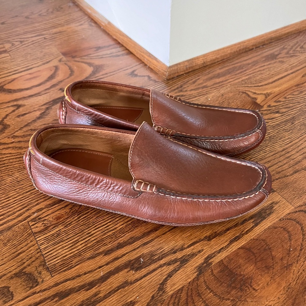 Trask Mens Brown Leather Driving Loafers Moc Toe Slip On Shoes 30-1526 9.5 M